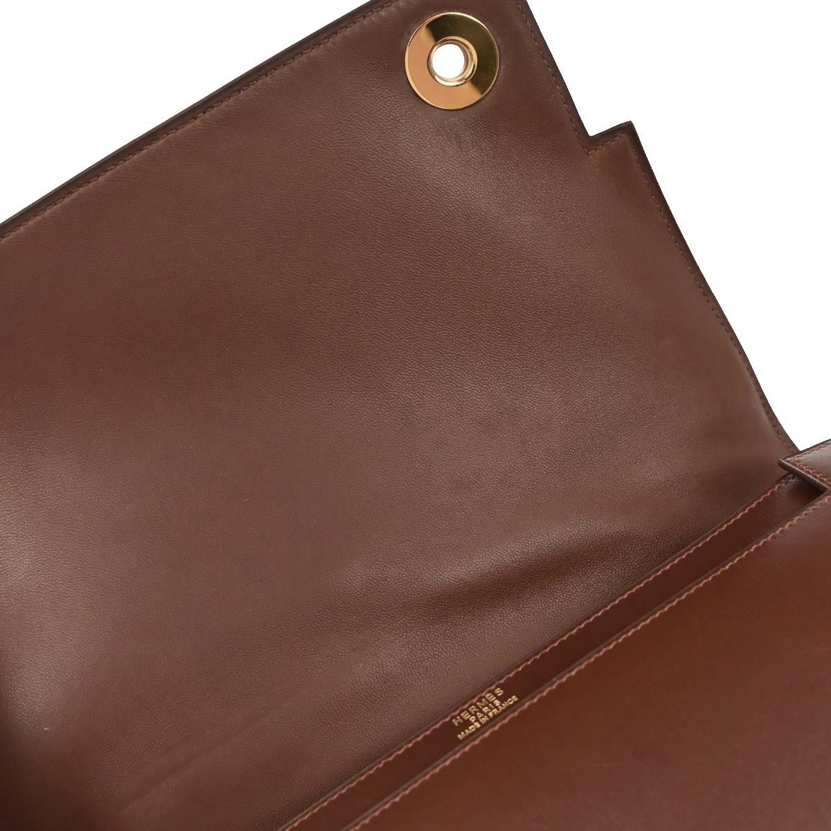 Hermes Marron Fonce Box Calf Piano Handbag