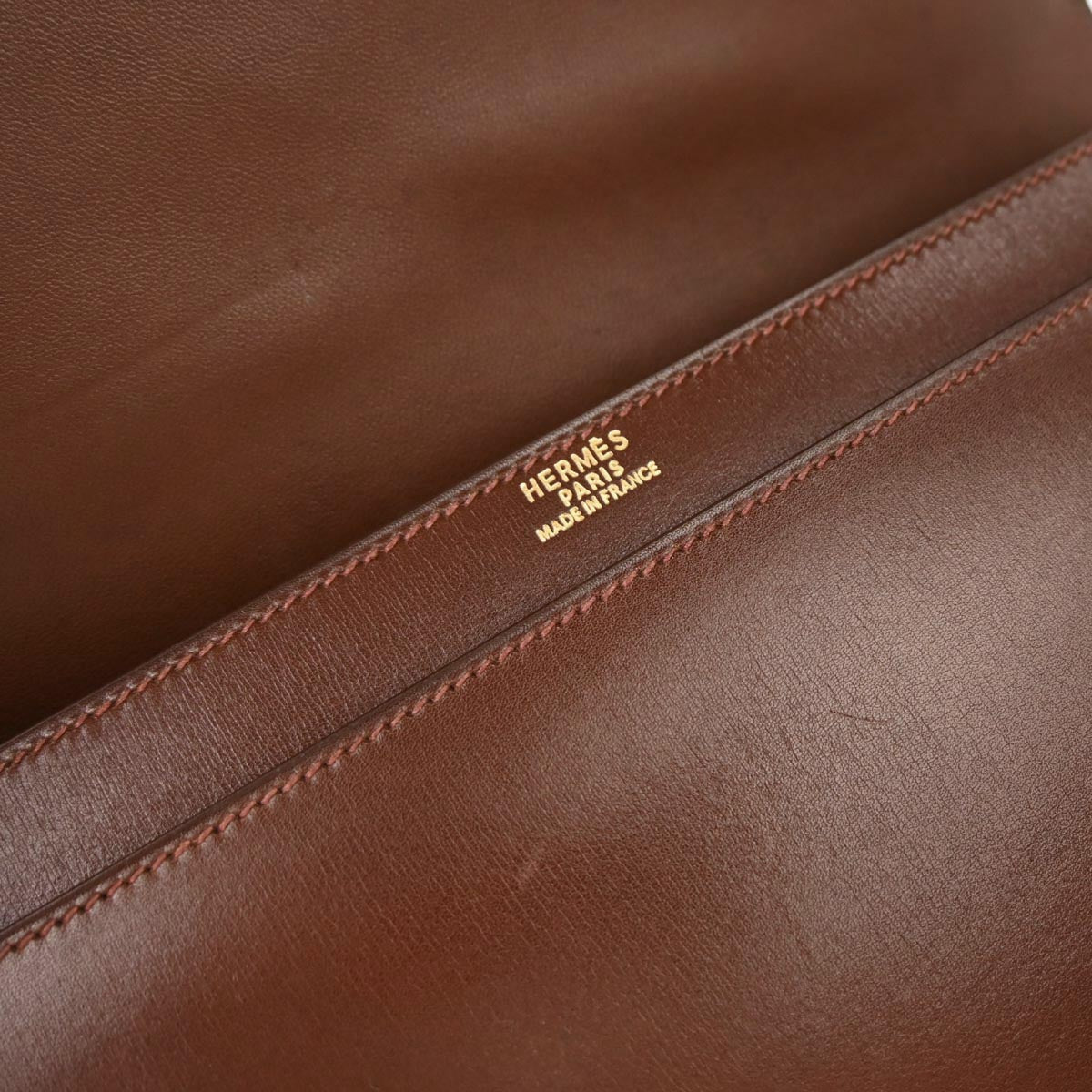 Hermes Marron Fonce Box Calf Piano Handbag