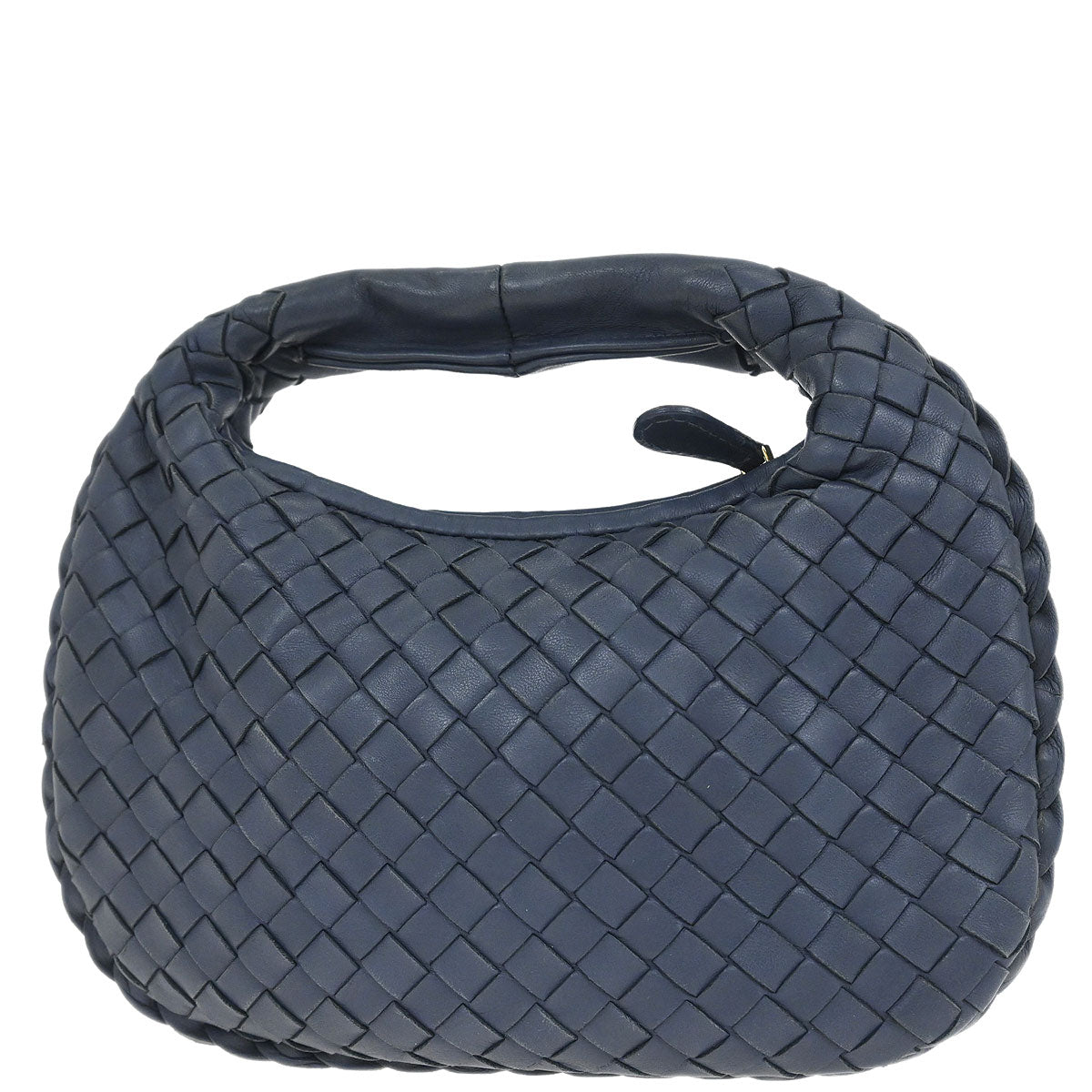Bottega Veneta Blue Lambskin Intrecciato Hobo Handbag
