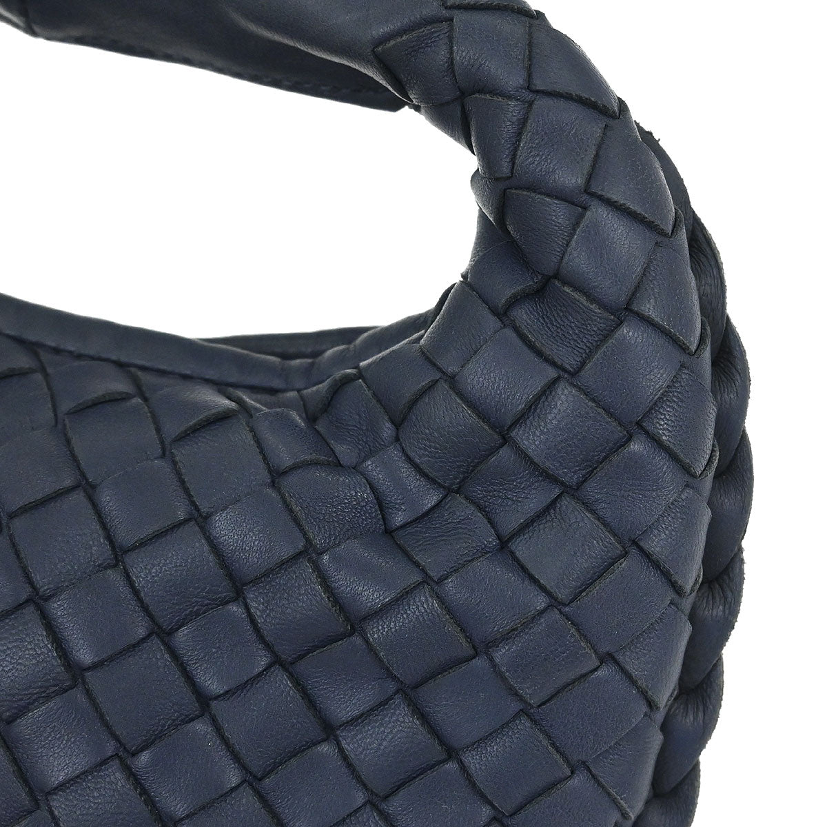 Bottega Veneta Blue Lambskin Intrecciato Hobo Handbag