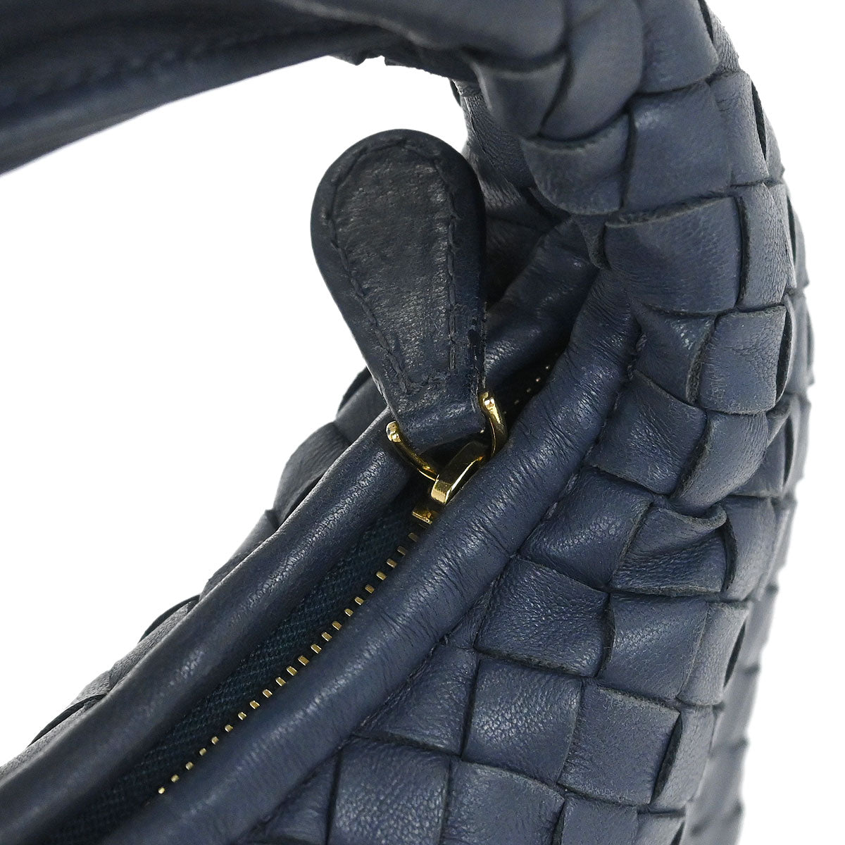 Bottega Veneta Blue Lambskin Intrecciato Hobo Handbag