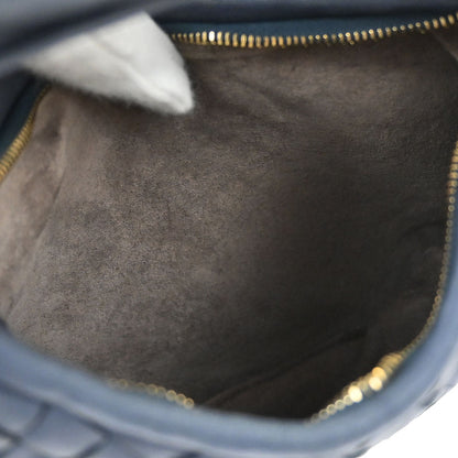 Bottega Veneta Blue Lambskin Intrecciato Hobo Handbag