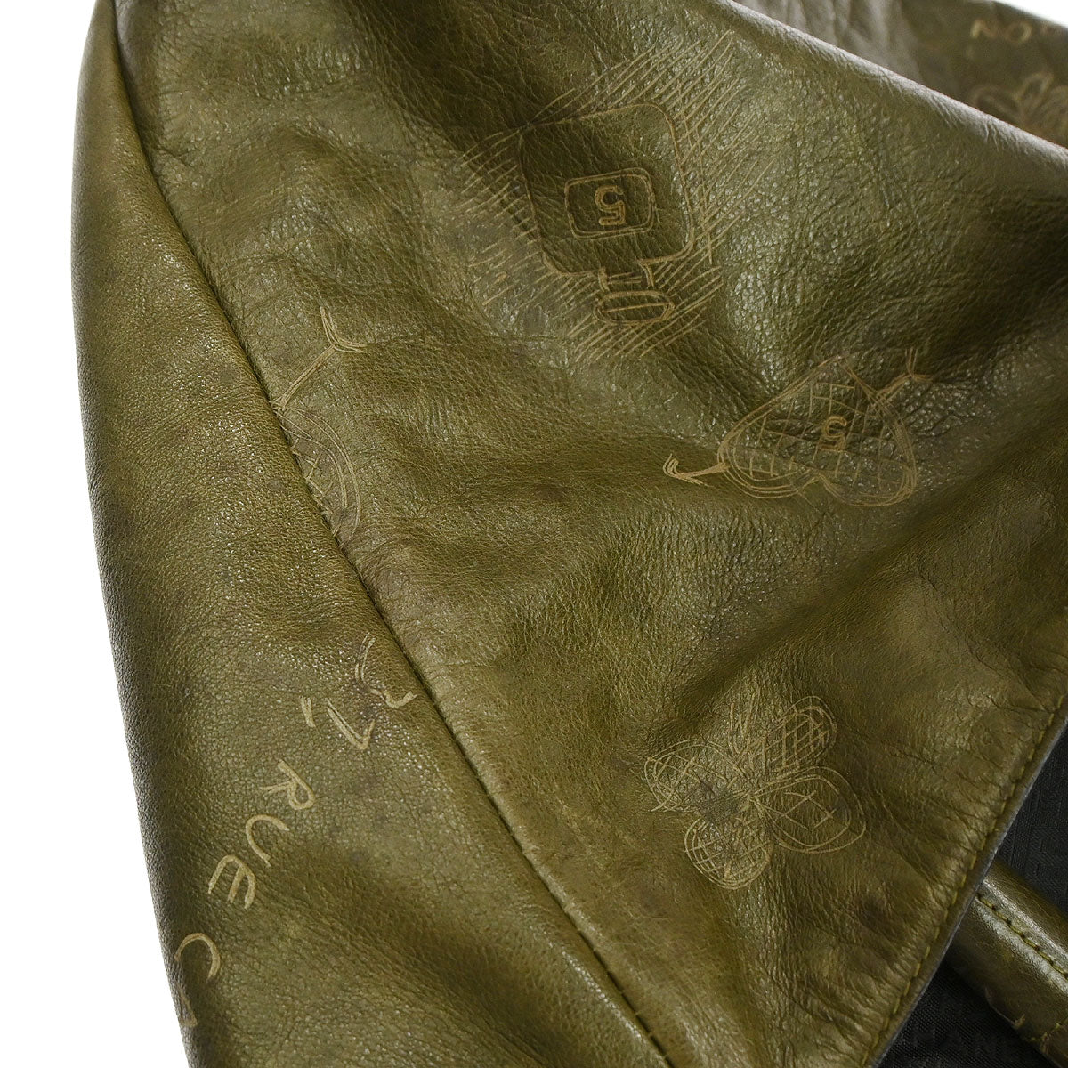 Chanel 2003-2004 Khaki Calfskin Graffiti Handbag