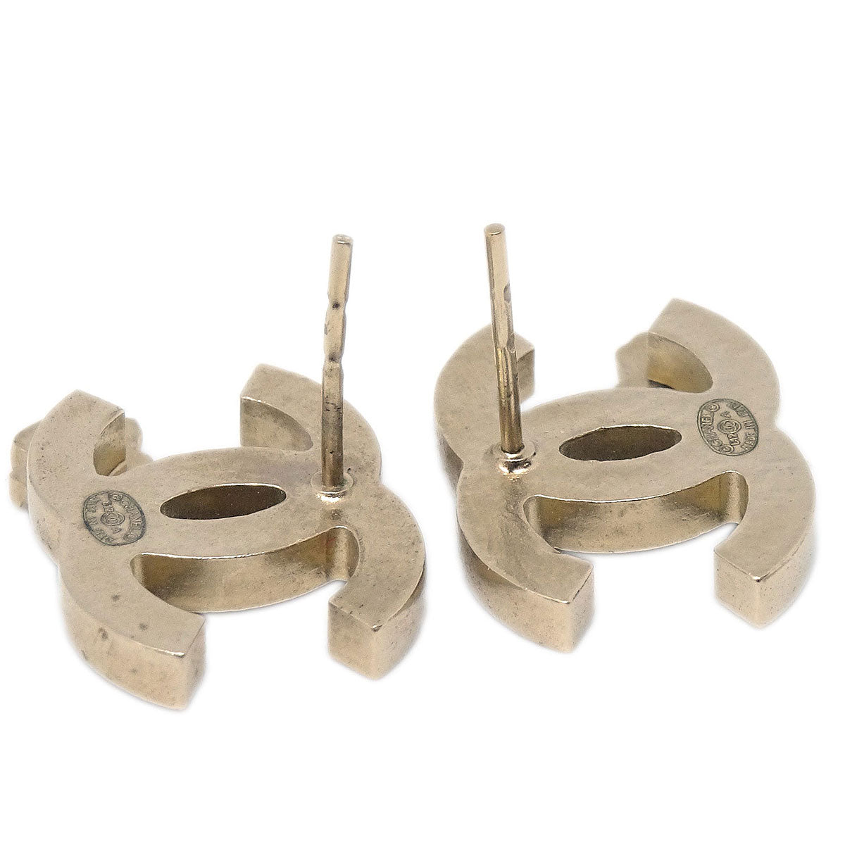 Chanel Pierced Earrings Gold CC B12A