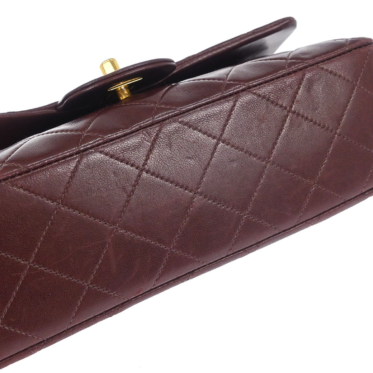 Chanel 1996-1997 Brown Lambskin Small Classic Double Flap Shoulder Bag