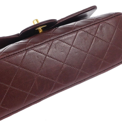 Chanel 1996-1997 Brown Lambskin Small Classic Double Flap Shoulder Bag