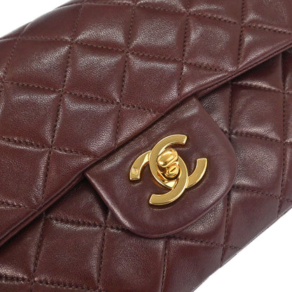 Chanel 1996-1997 Brown Lambskin Small Classic Double Flap Shoulder Bag