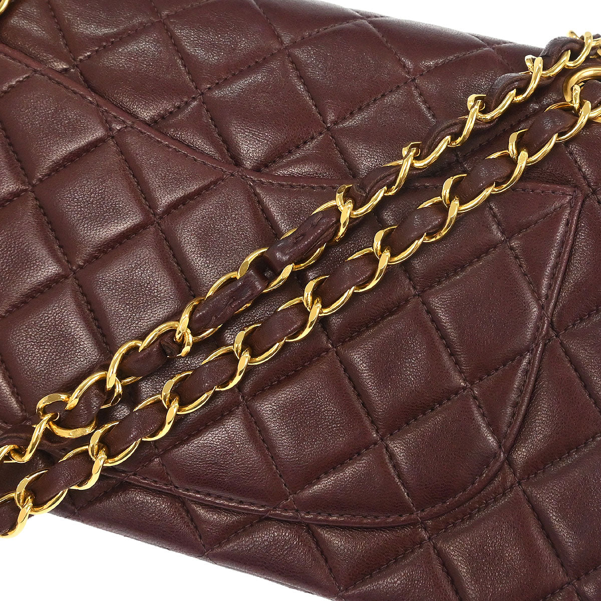 Chanel 1996-1997 Brown Lambskin Small Classic Double Flap Shoulder Bag