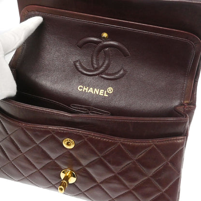 Chanel 1996-1997 Brown Lambskin Small Classic Double Flap Shoulder Bag