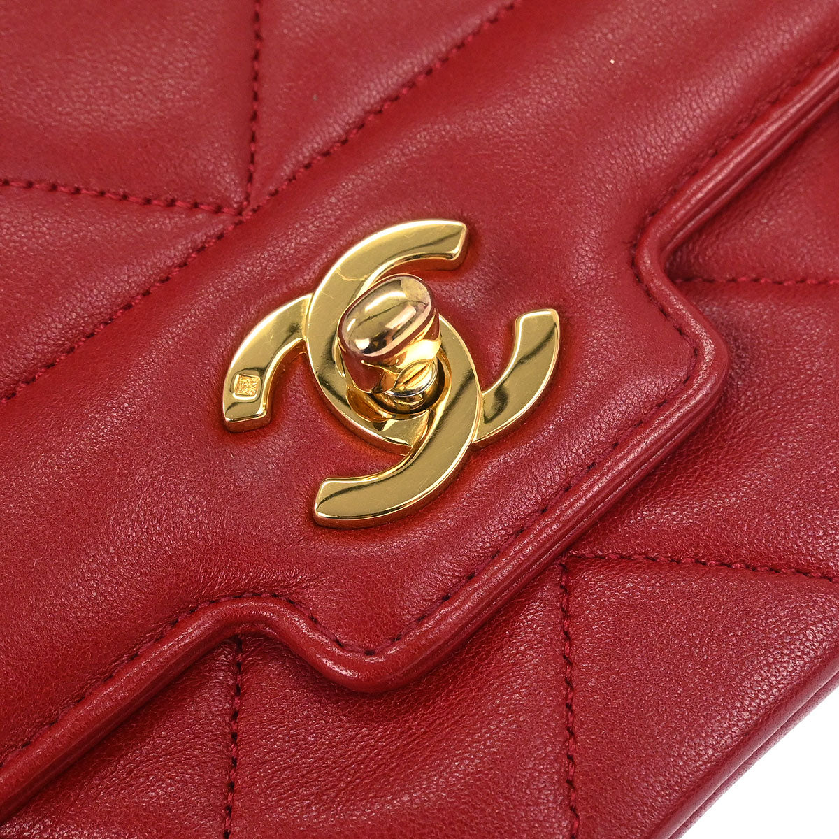 Chanel Red Lambskin Shoulder Bag