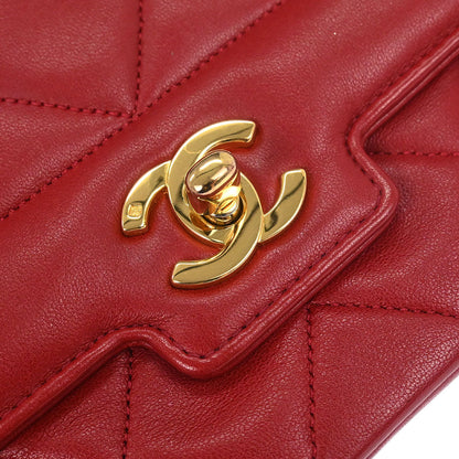 Chanel Red Lambskin Shoulder Bag