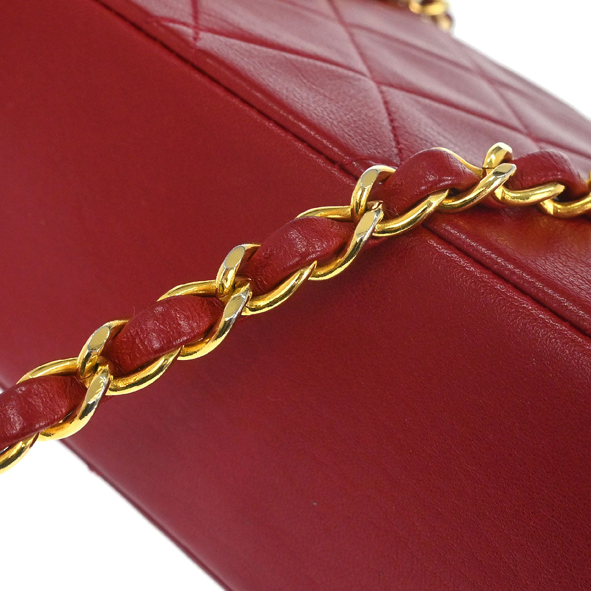 Chanel Red Lambskin Shoulder Bag
