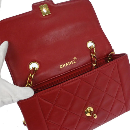 Chanel Red Lambskin Shoulder Bag