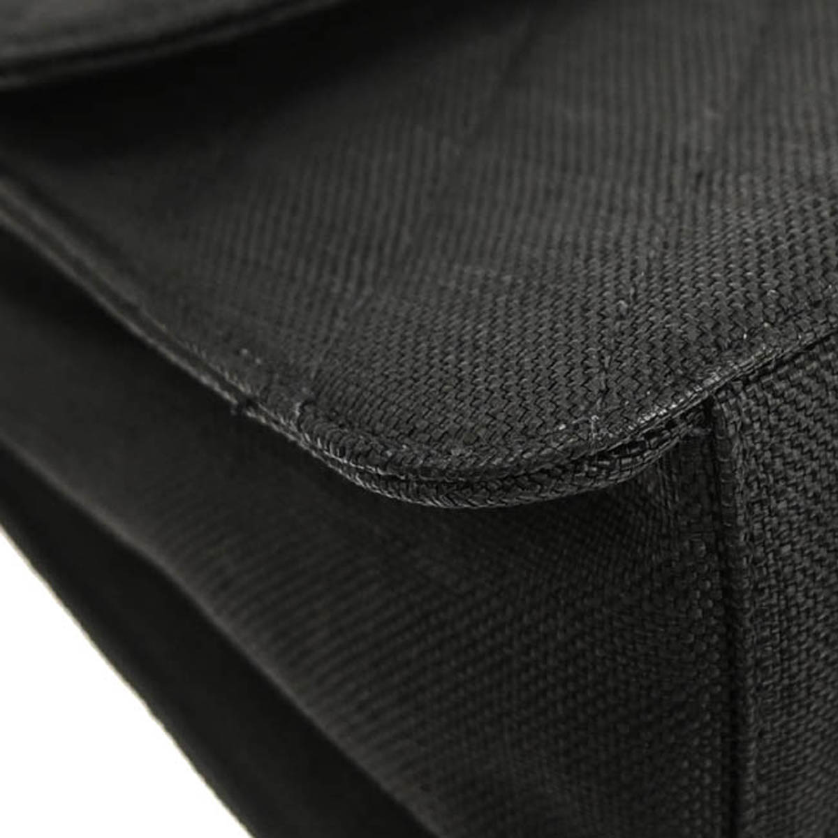 Chanel 1991-1994 Black Linen Top Handle 2way Shoulder Handbag