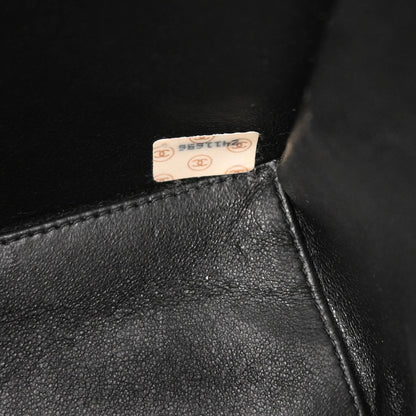 Chanel 1991-1994 Black Linen Top Handle 2way Shoulder Handbag