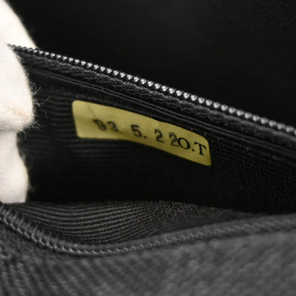 Chanel 1991-1994 Black Linen Top Handle 2way Shoulder Handbag