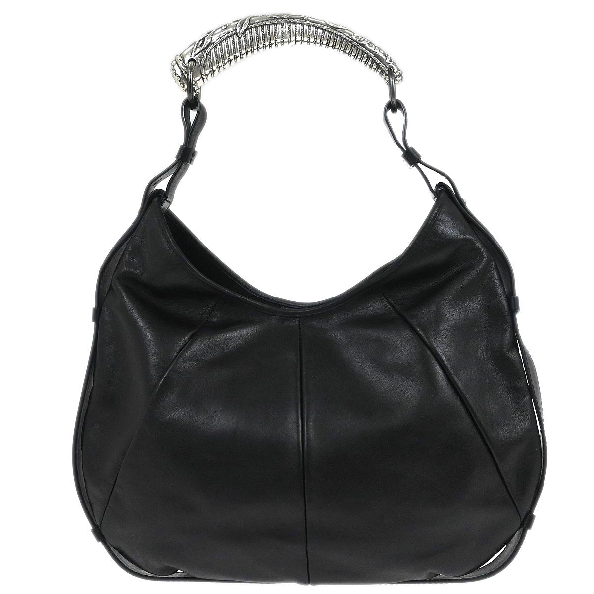 Yves Saint Laurent Black Leather Medium Mombasa Handbag