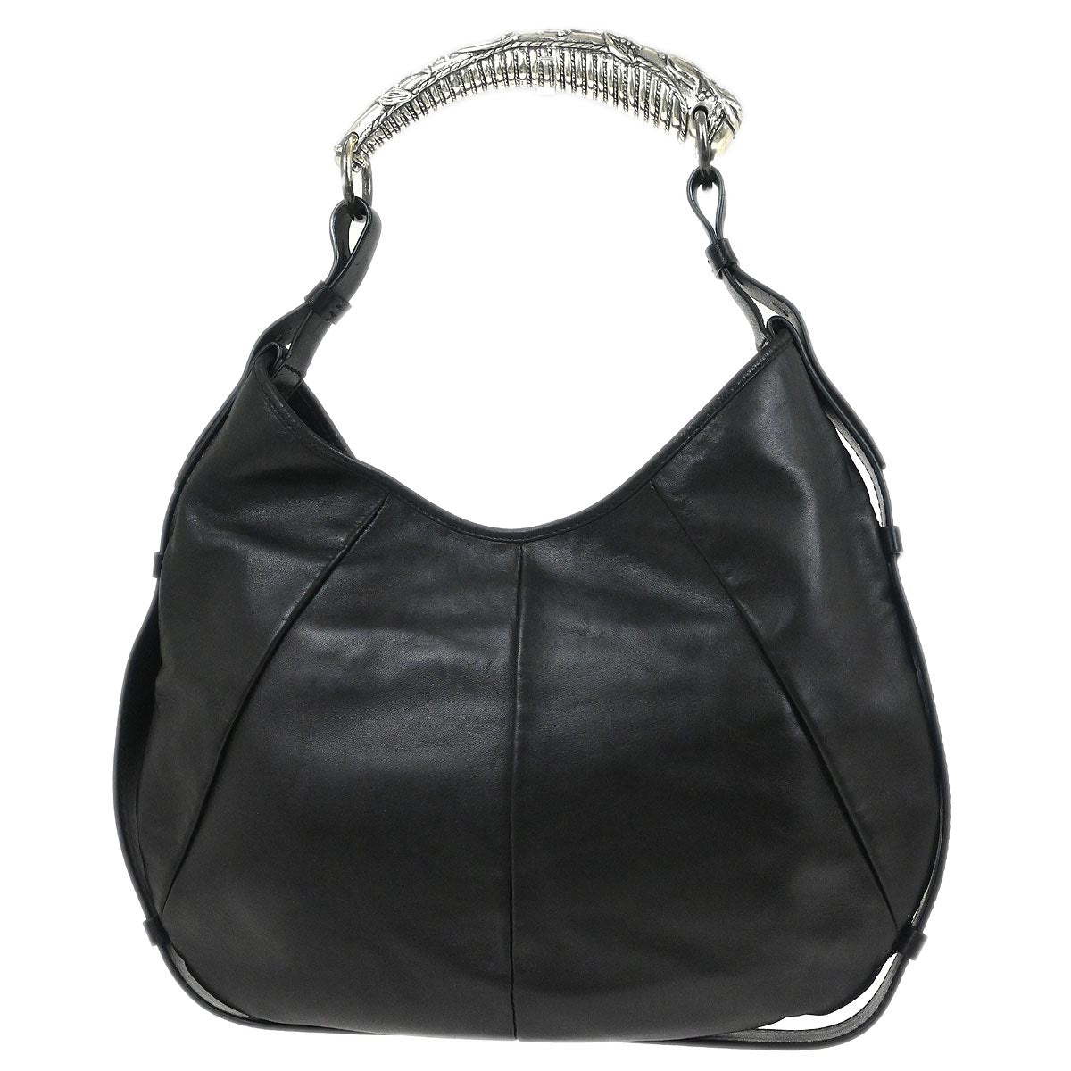 Yves Saint Laurent Black Leather Medium Mombasa Handbag