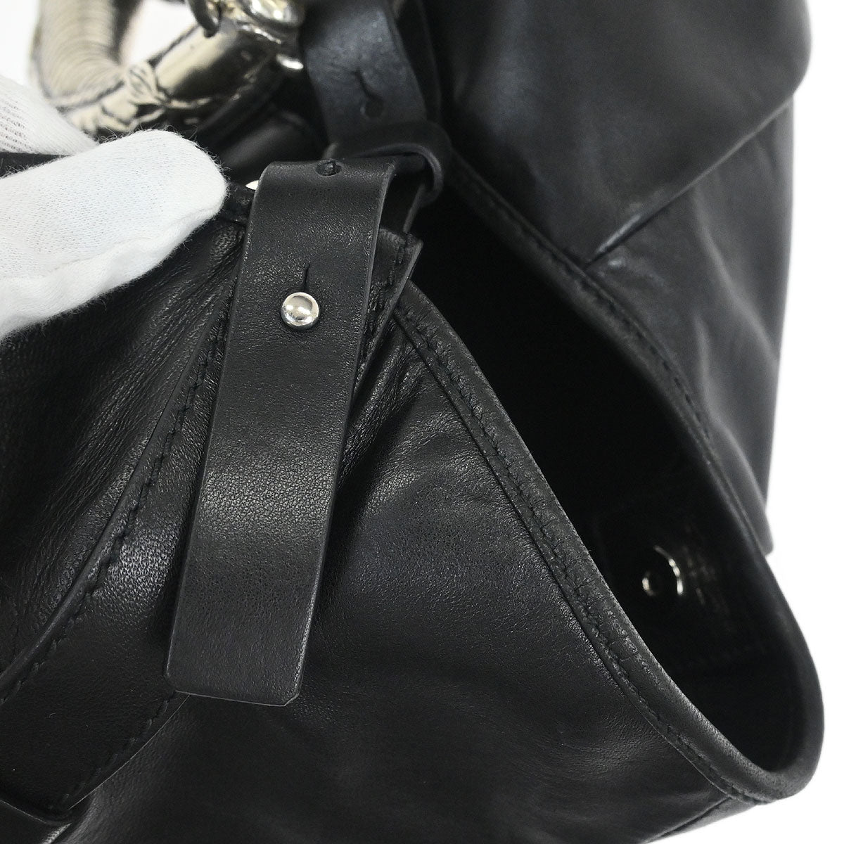 Yves Saint Laurent Black Leather Medium Mombasa Handbag