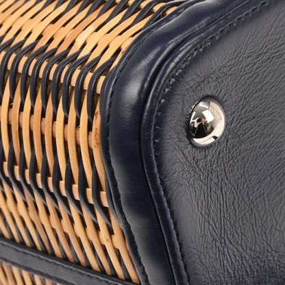 Chanel 2019 Navy Rattan Calfskin Take Away Vanity Case 2way Handbag