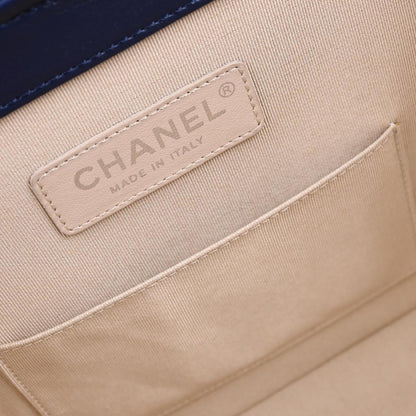 Chanel 2019 Navy Rattan Calfskin Take Away Vanity Case 2way Handbag
