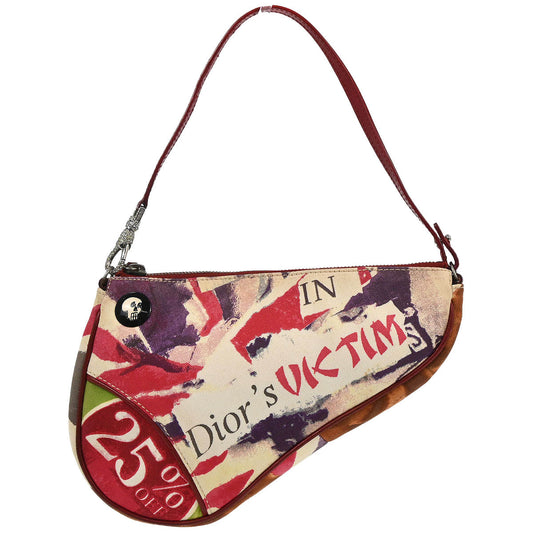 Christian Dior Red Canvas Dior's Victim Limited Saddle Handbag