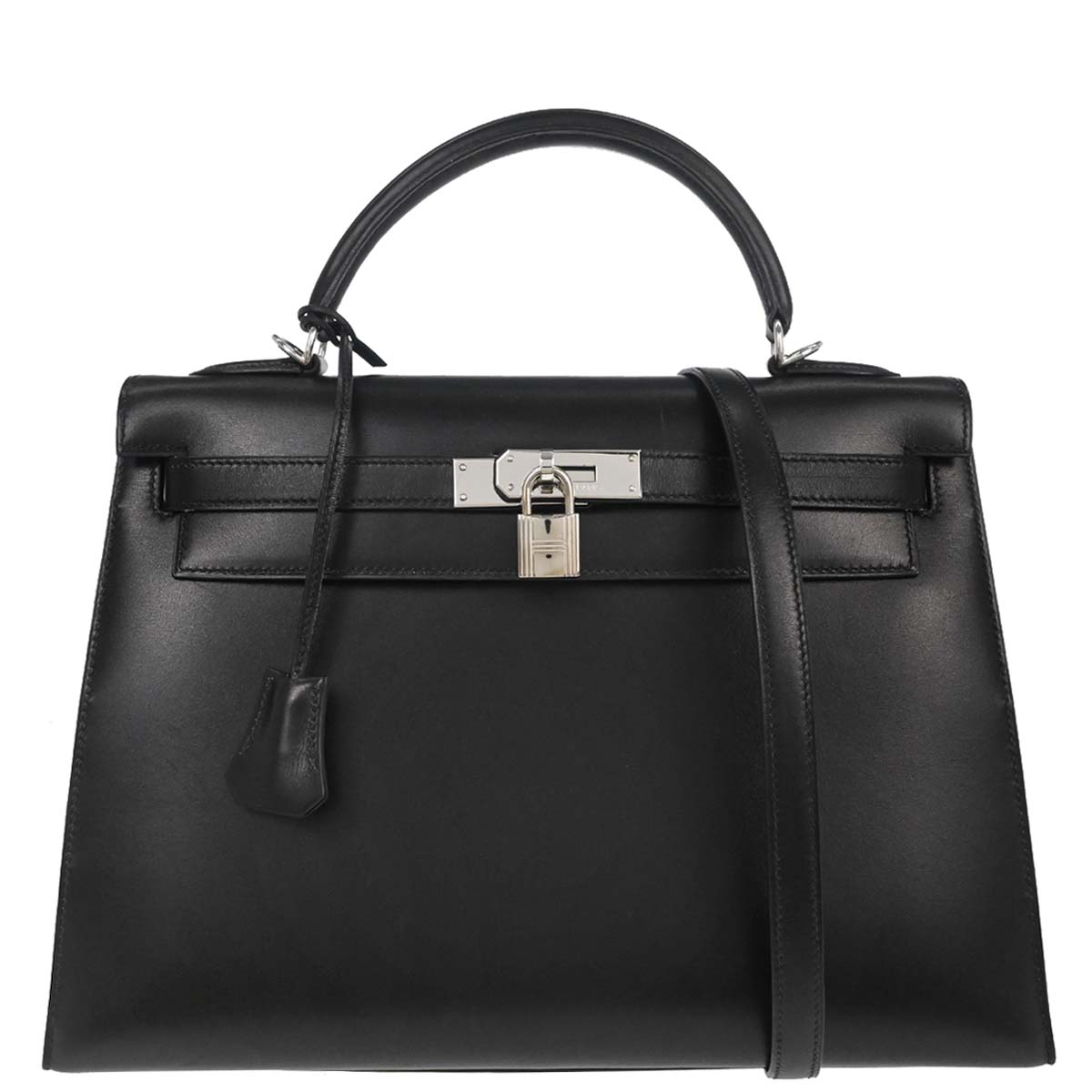 Hermes Black Box Calf Kelly 32 Sellier 2way Shoulder Handbag