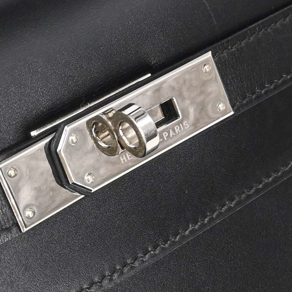 Hermes Black Box Calf Kelly 32 Sellier 2way Shoulder Handbag