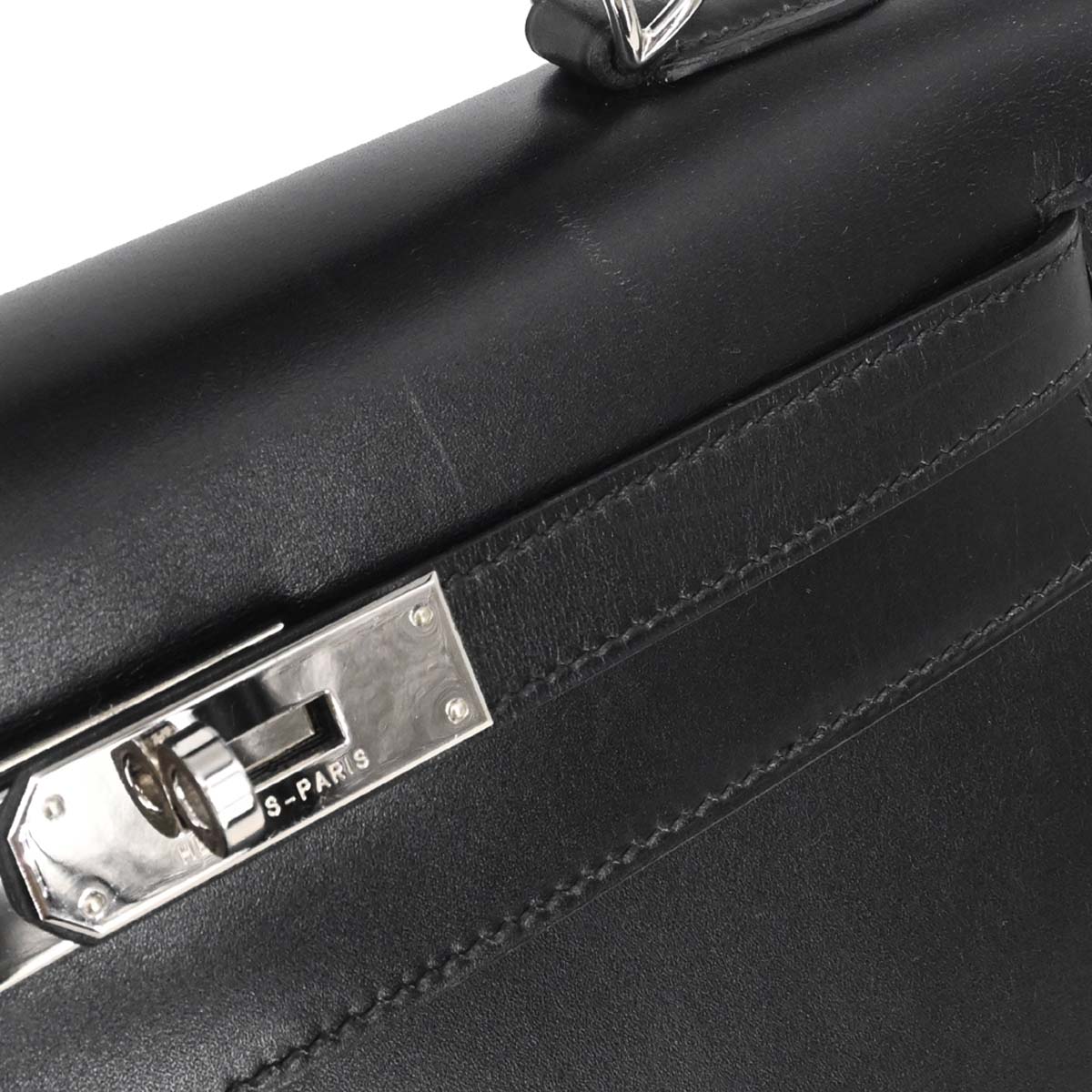 Hermes Black Box Calf Kelly 32 Sellier 2way Shoulder Handbag