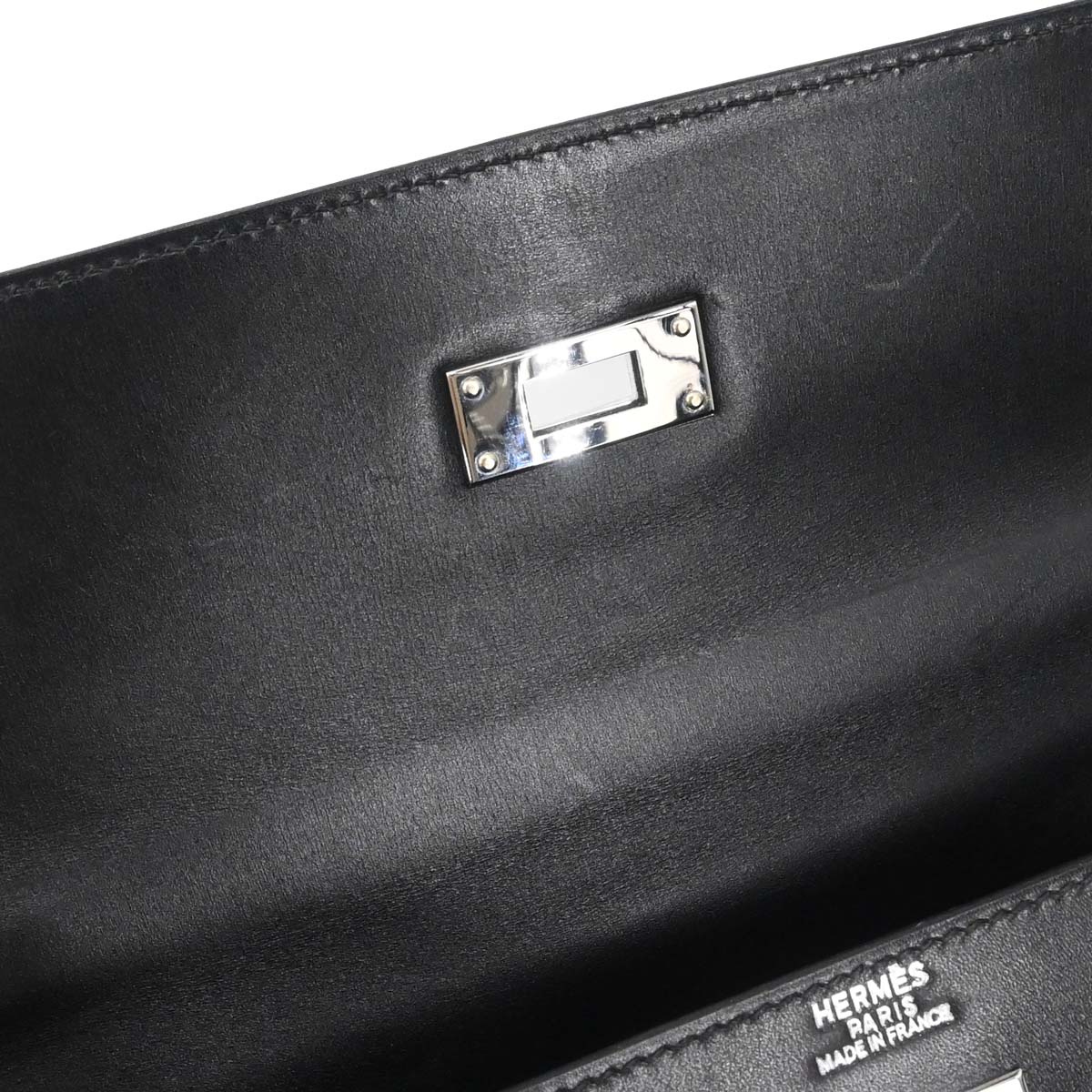 Hermes Black Box Calf Kelly 32 Sellier 2way Shoulder Handbag