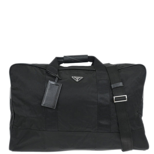Prada Black Nylon 2way Duffle Shoulder Handbag