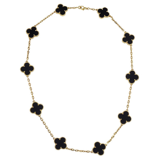 Van Cleef & Arpels Alhambra 10P Necklace Onyx Au750 Jewelry