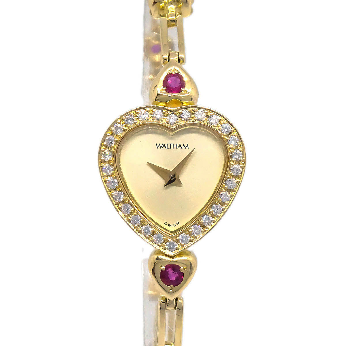 Waltham Ref.411.10 Heart Quartz Watch 18KYG Ruby Diamond