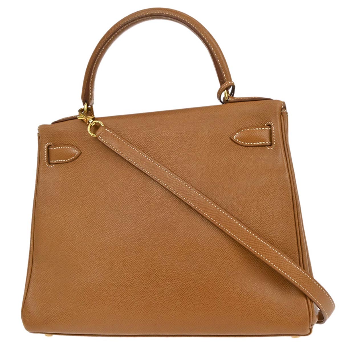 Hermes Gold Courchevel Kelly 28 Retourne 2way Shoulder Handbag