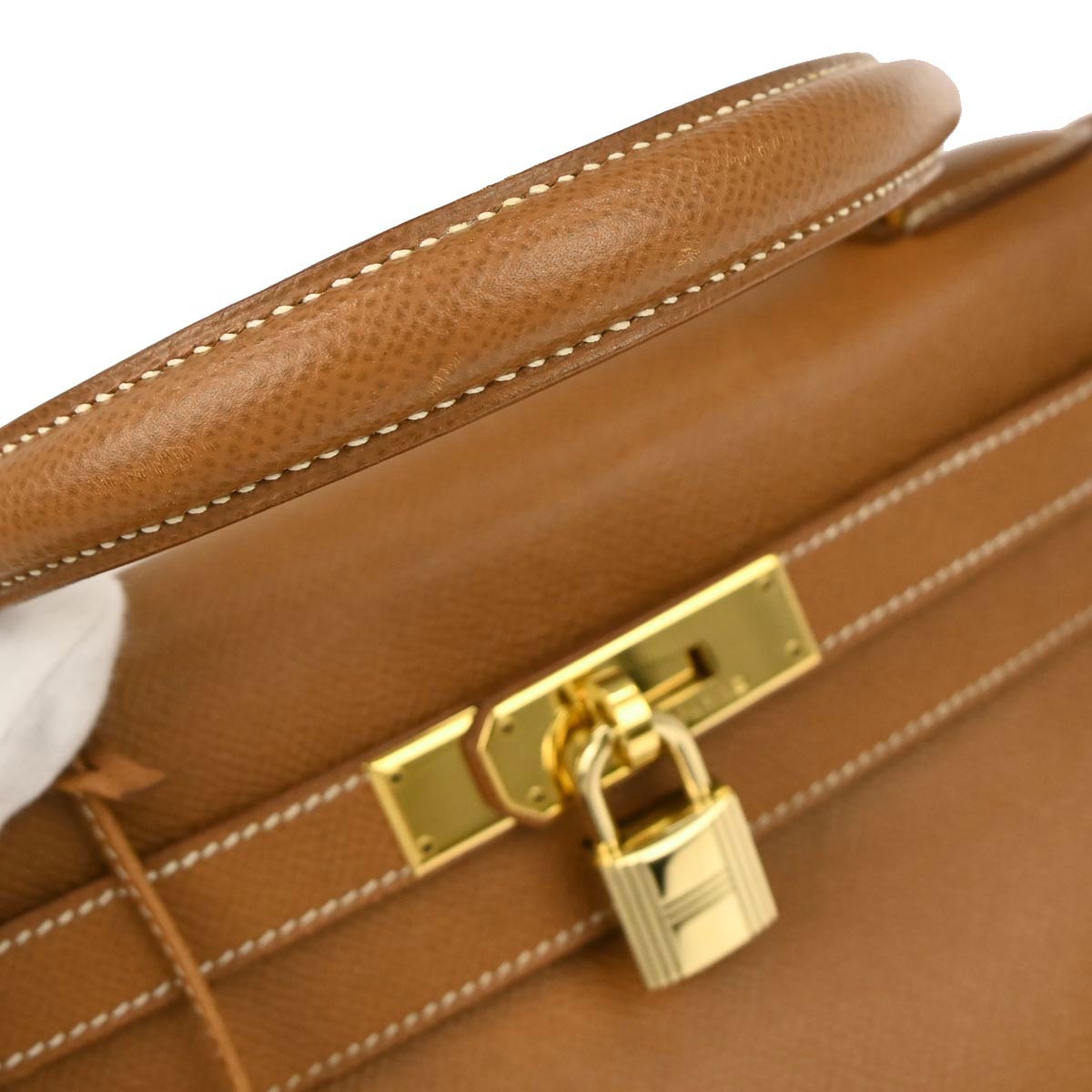 Hermes Gold Courchevel Kelly 28 Retourne 2way Shoulder Handbag