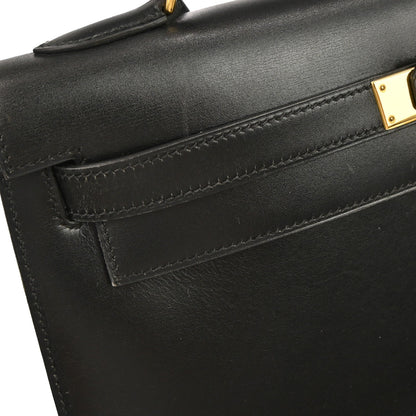 Hermes Black Box Calf Kelly 32 Sellier 2way Shoulder Handbag