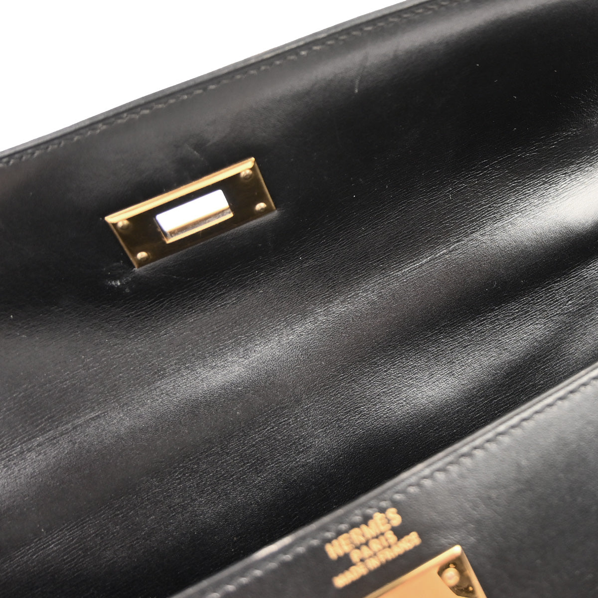 Hermes Black Box Calf Kelly 32 Sellier 2way Shoulder Handbag