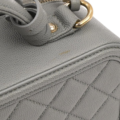 Chanel 2019 Gray Caviar Skin CC Filigree 2way Vanity Shoulder Handbag