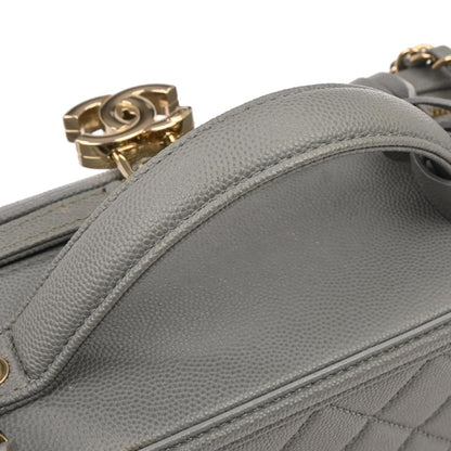 Chanel 2019 Gray Caviar Skin CC Filigree 2way Vanity Shoulder Handbag
