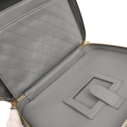 Chanel 2019 Gray Caviar Skin CC Filigree 2way Vanity Shoulder Handbag