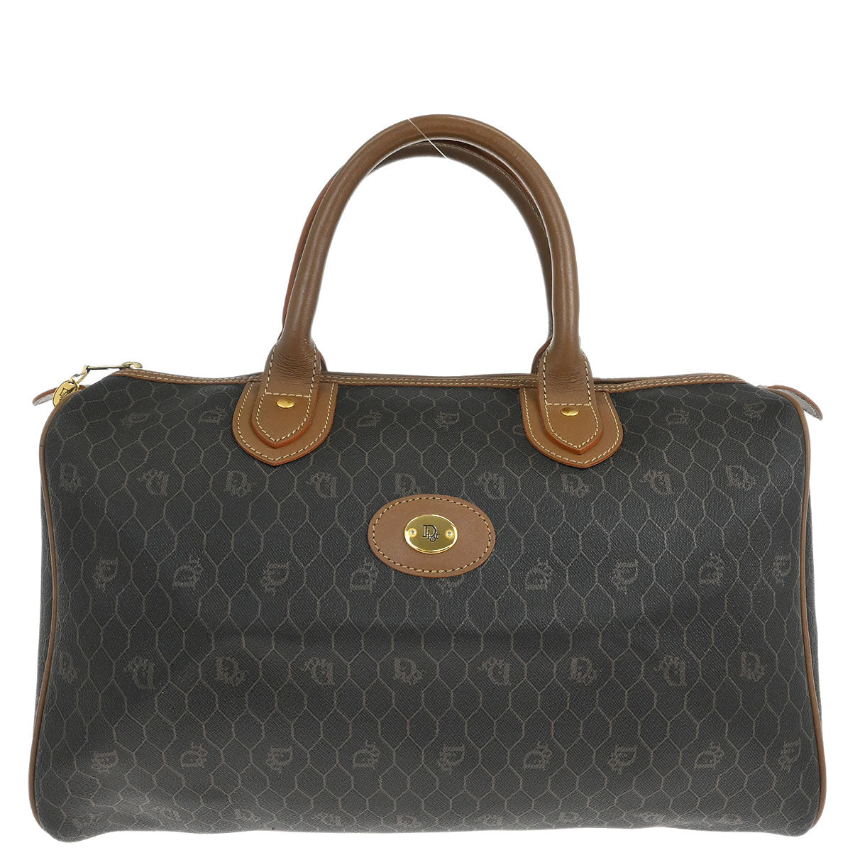 Christian Dior Black Leather Honeycomb Duffle Handbag