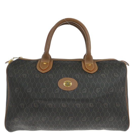 Christian Dior Black Leather Honeycomb Duffle Handbag