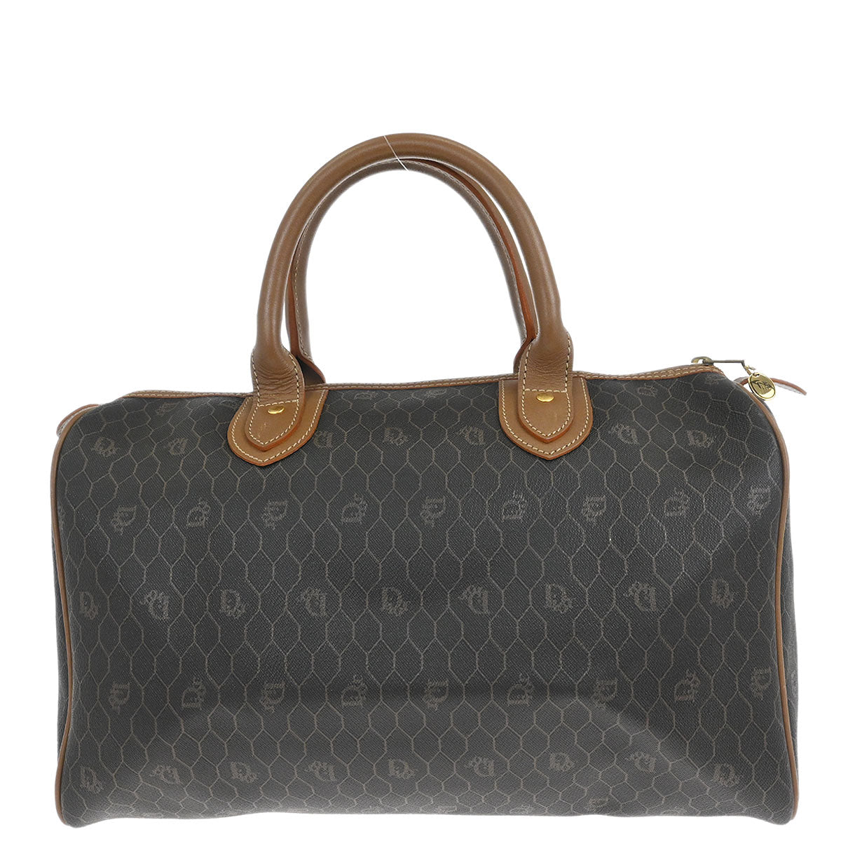 Christian Dior Black Leather Honeycomb Duffle Handbag