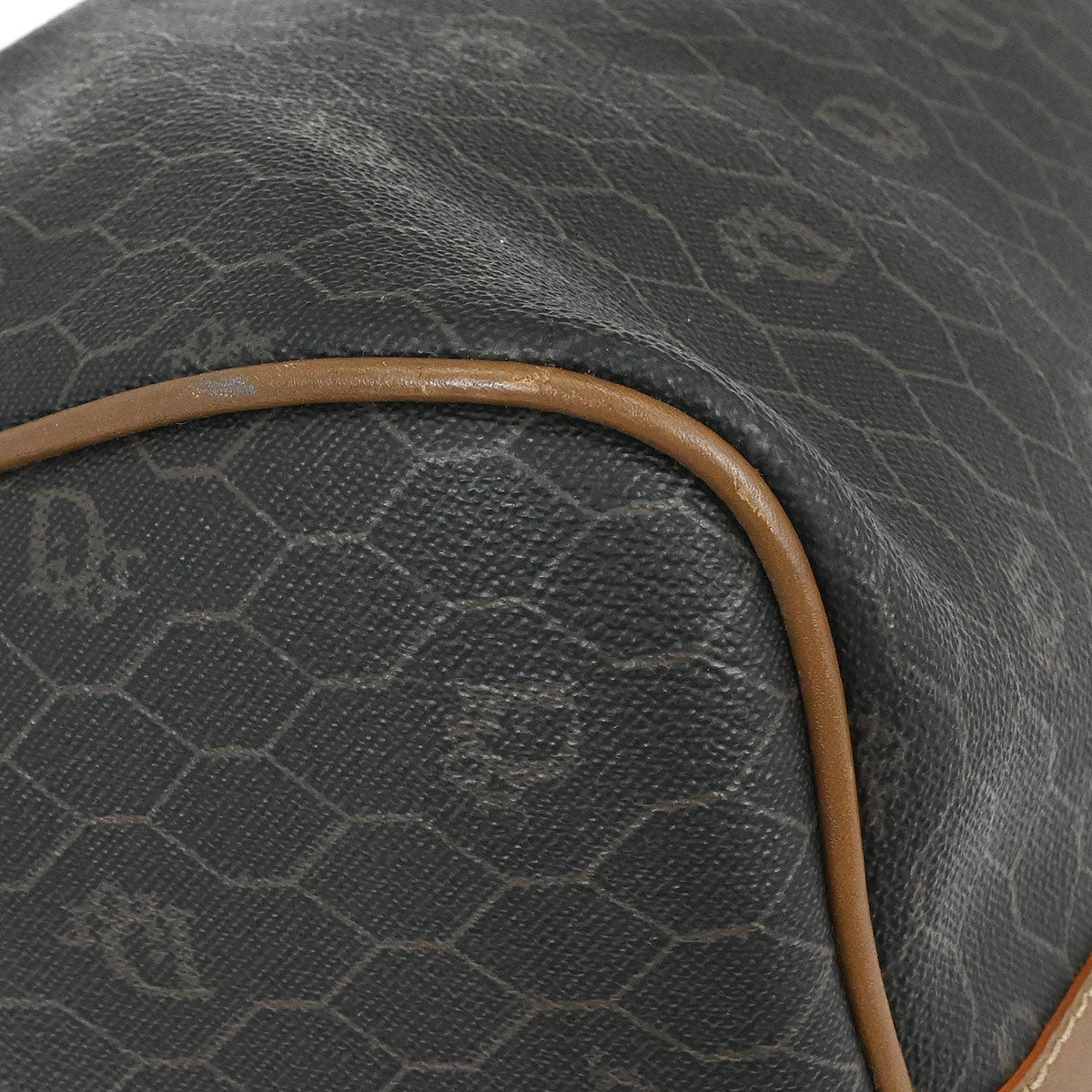 Christian Dior Black Leather Honeycomb Duffle Handbag