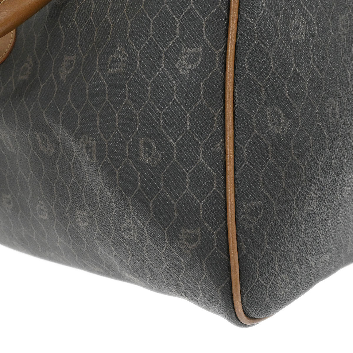 Christian Dior Black Leather Honeycomb Duffle Handbag