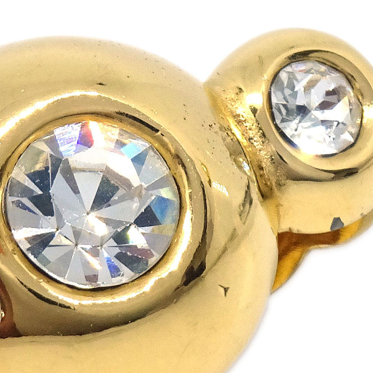 Chanel Gold Clip-On Earrings Rhinestone 2233