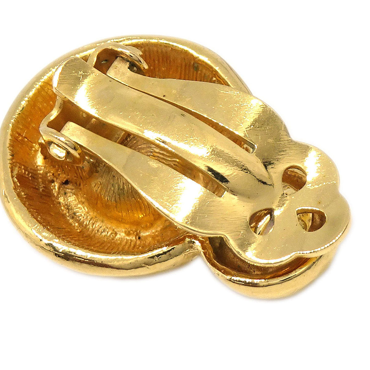 Chanel Gold Clip-On Earrings Rhinestone 2233