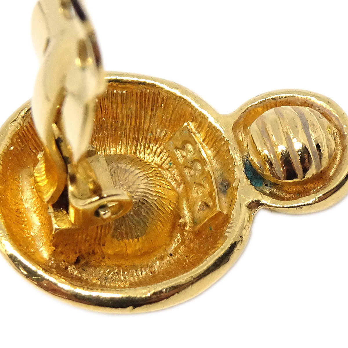 Chanel Gold Clip-On Earrings Rhinestone 2233