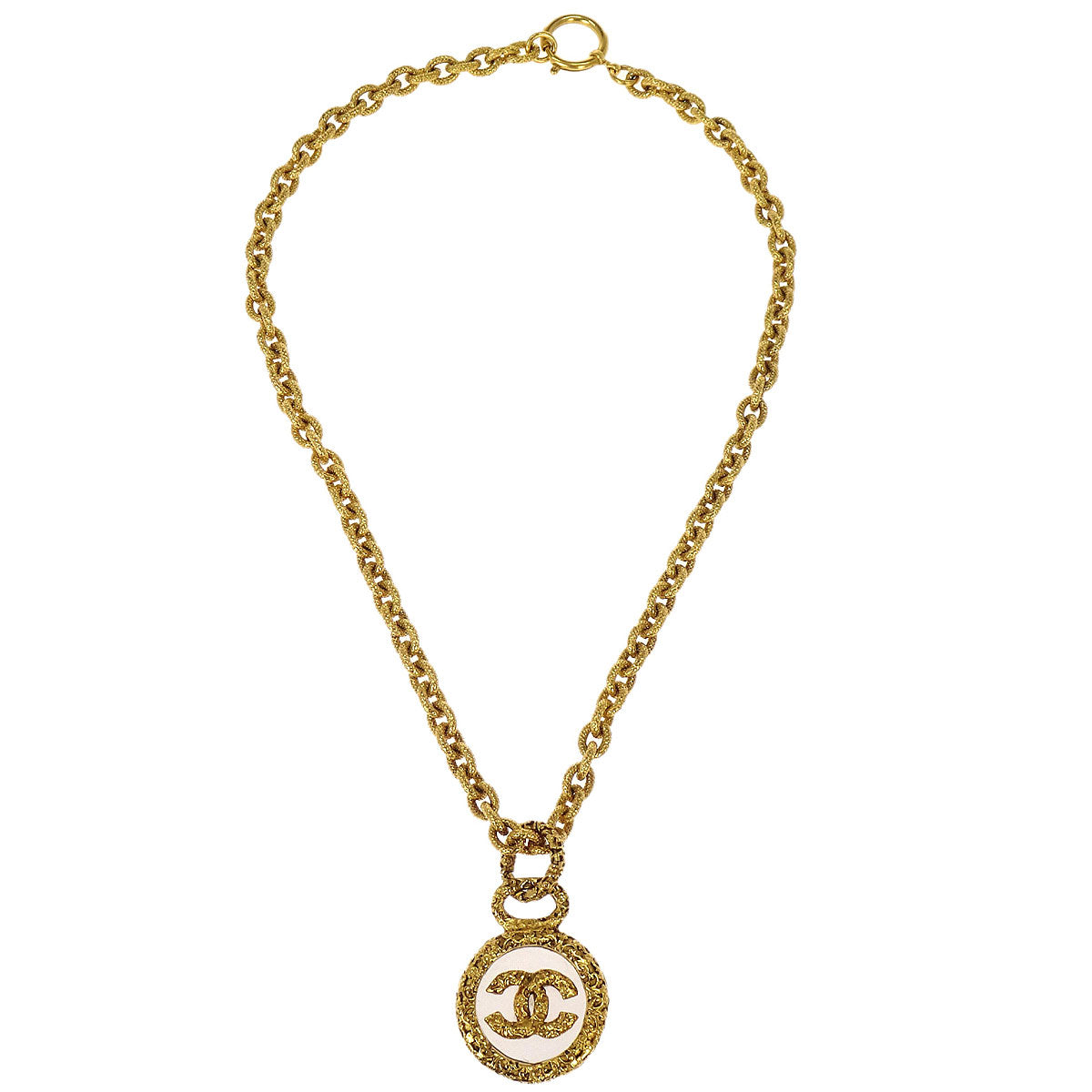 Chanel Gold Medallion CC Chain Pendant Necklace 93A