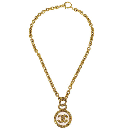 Chanel Gold Medallion CC Chain Pendant Necklace 93A